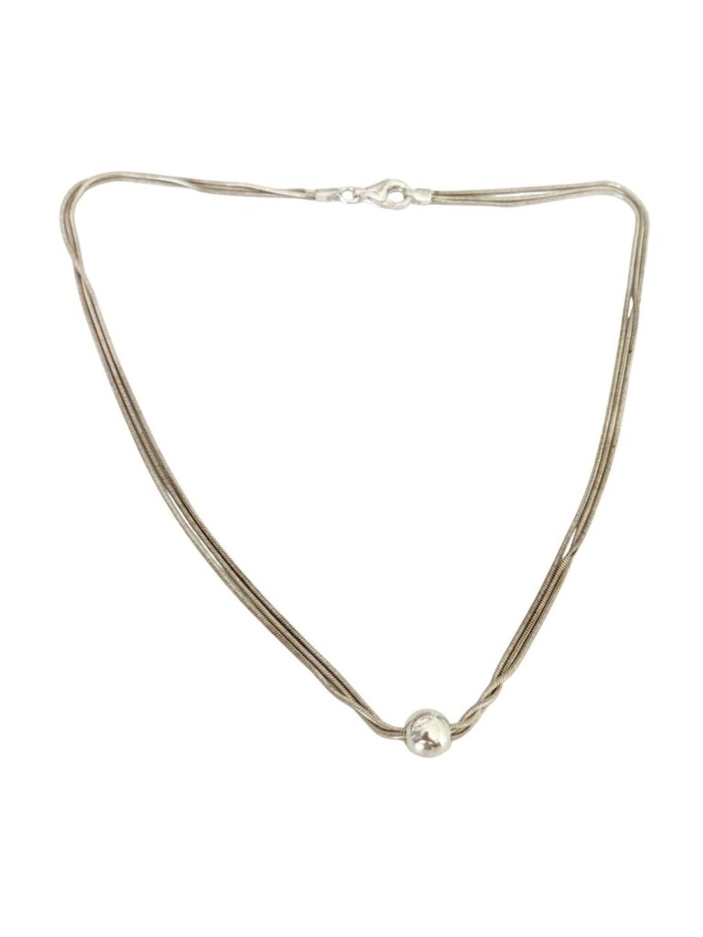 Silpada Sterling Thoreau 2-STRAND Snake Chain Ball Bead Pendant Necklace N0914